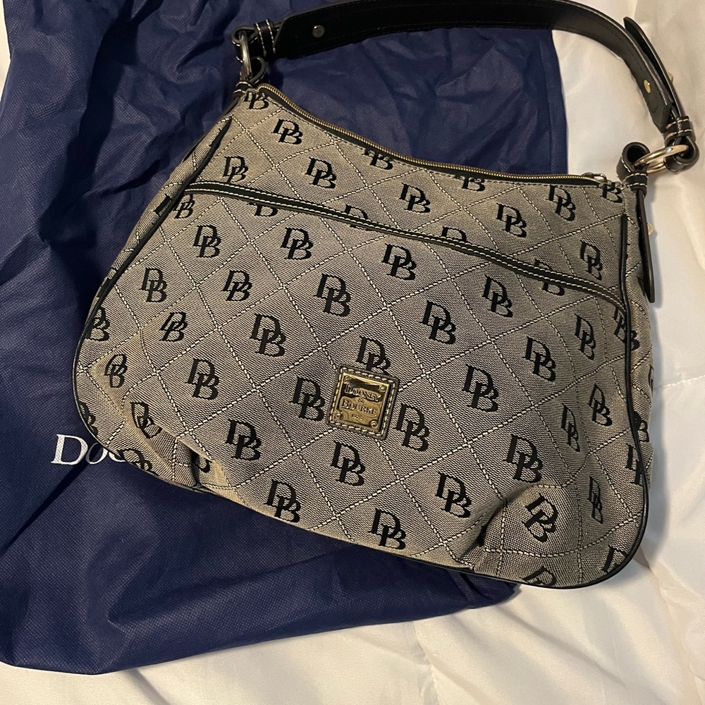 Dooney & Bourke Navy and Gray Logo Shoulder Bag